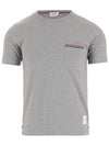 Men's Medium Weight Jersey Tipped Pocket Crewneck Short Sleeve T-Shirt Light Grey - THOM BROWNE - BALAAN 2