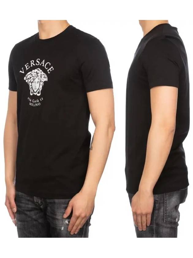 Men's Medusa Logo Printing Short Sleeve T-Shirt Black - VERSACE - BALAAN 3