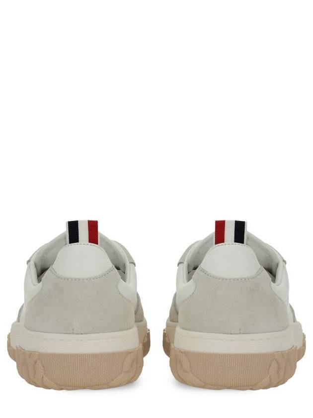 Letterman Panel Lace-Up Low-Top Sneakers White - THOM BROWNE - BALAAN 4