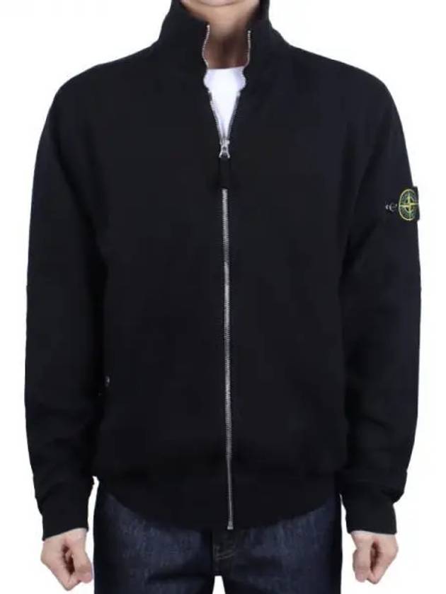 Cotton Zip-Up Jacket Black - STONE ISLAND - BALAAN 2