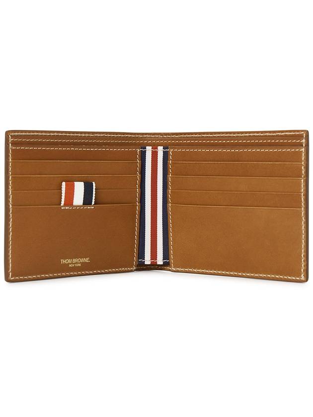 Vacchetta Leather Bill Fold Wallet Natural Brown - THOM BROWNE - BALAAN 5