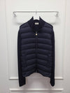 Navy high neck wappen logo knit zip up L - MONCLER - BALAAN 1