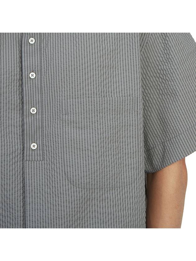 Striped Short Sleeve Shirt Grey - THOM BROWNE - BALAAN 10