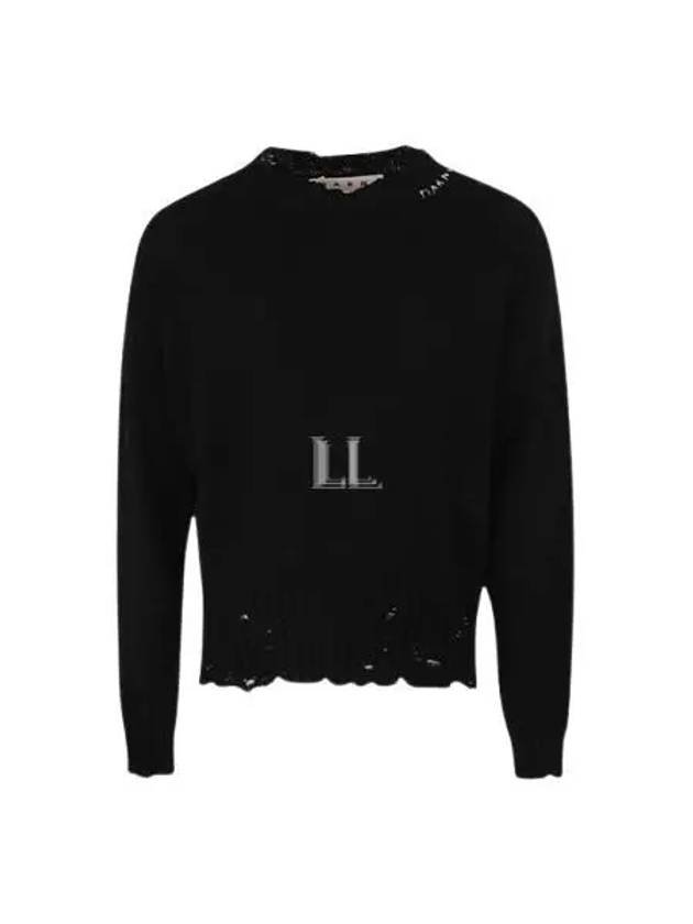 Embroided Logo Distressed Knit Top Black - MARNI - BALAAN 2