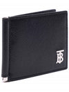 Men's TB Money Clip Grainy Leather Half Wallet Black - BURBERRY - BALAAN 4