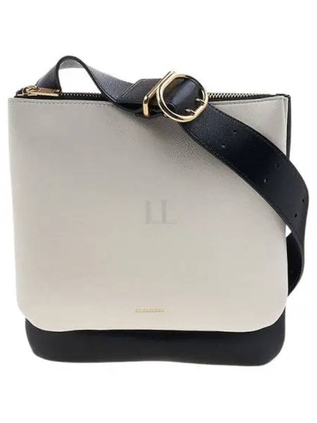 Ombra Two Tone Leather Shoulder Bag Black White - JIL SANDER - BALAAN 2