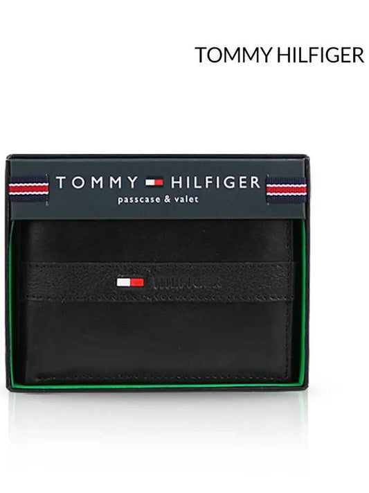 Logo Leather Bicycle Wallet Black - TOMMY HILFIGER - BALAAN.