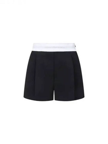 One tuck logo banding wool shorts black 270584 - ALEXANDER WANG - BALAAN 1