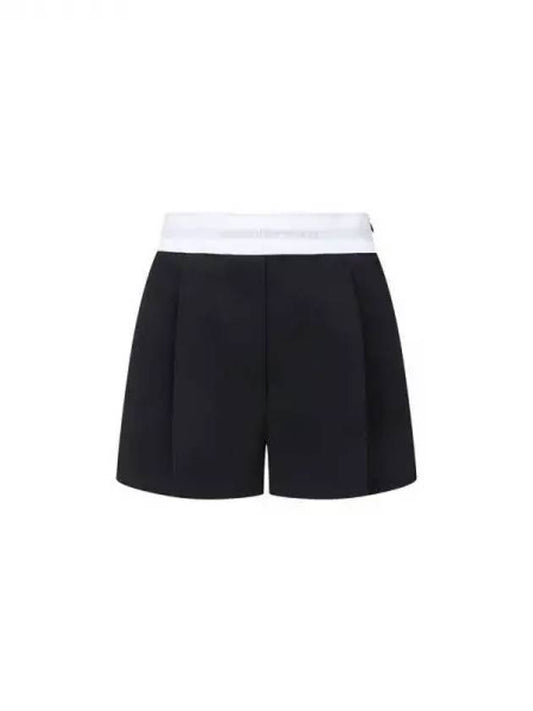 One tuck logo banding wool shorts black 271703 - ALEXANDER WANG - BALAAN 1