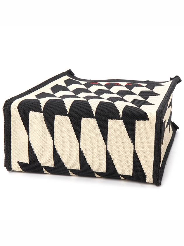 houndstooth pattern small tote bag black cream - MARNI - BALAAN 6