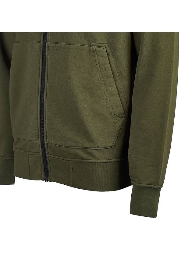 Men Wappen Cotton Fleece Hooded Zip Up Khaki - STONE ISLAND - BALAAN 8