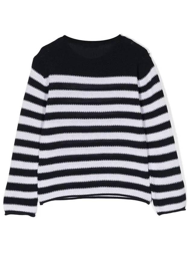 Kids Gold Button Stripe Cotton Knit - BALMAIN - BALAAN 3