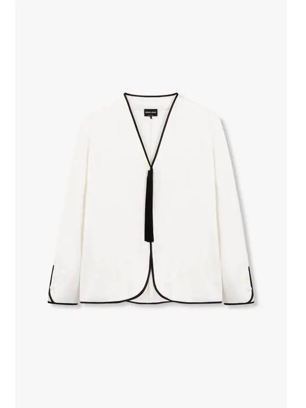 Women s Tassel Point Silk Blouse White - GIORGIO ARMANI - BALAAN 1