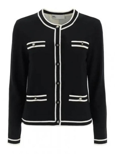 Kendra Button-Up Crew Neck Cardigan Black - TORY BURCH - BALAAN 2