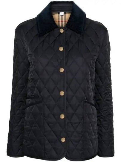 Corduroy Collar Quilted Jacket Navy - BURBERRY - BALAAN 2