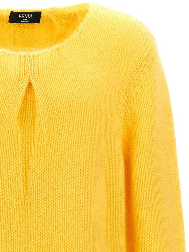 Crew Neck Mohair Knit Top Yellow - FENDI - BALAAN 4