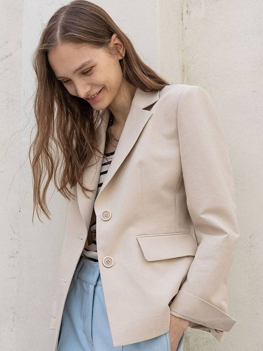 CLASSIC COTTON TAILORED JACKET_BEIGE - DEFEMME - BALAAN 1