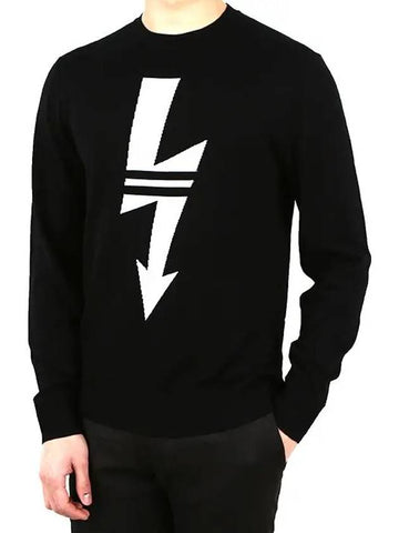 Lightning embroidery knit black man PBMA886 - NEIL BARRETT - BALAAN 1