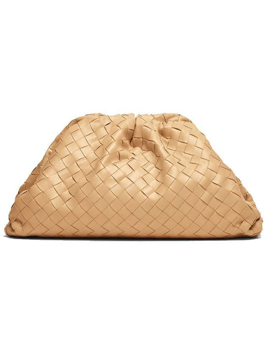 Intrecciato Nappa Leather Dumpling Clutch Bag Almond - BOTTEGA VENETA - BALAAN 1