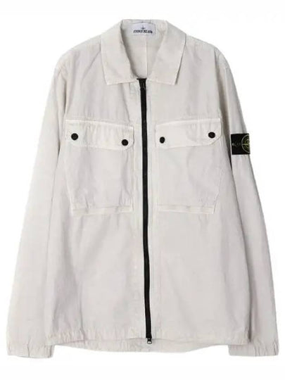 Brushed Organic Cotton Overshirt Jacket White - STONE ISLAND - BALAAN 2