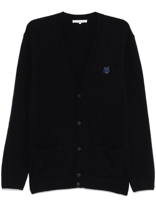 Bold Fox Head Patch Regular Lambswool Cardigan Navy - MAISON KITSUNE - BALAAN 2