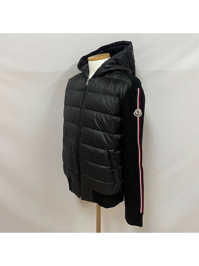 Logo Patch Padded Wool Hooded Jacket Black - MONCLER - BALAAN 2