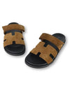 Chypre Suede Goatskin Sandals Brown - HERMES - BALAAN 2