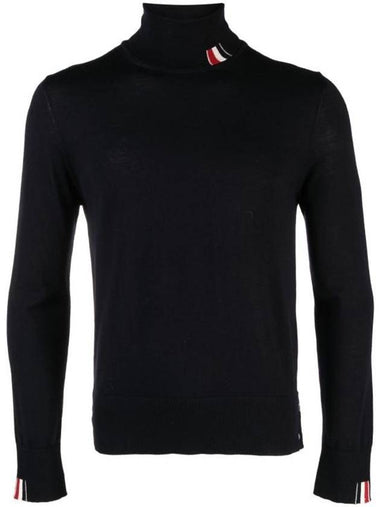 Striped Fine Merino Jersey Turtleneck Navy - THOM BROWNE - BALAAN 1