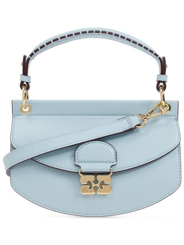 Ganni Handbag With Logo, Women's, Light Blue - GANNI - BALAAN 1