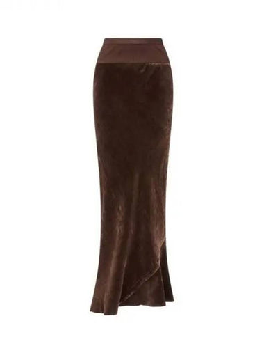 WOMEN Velvet Bias Mermaid Long Skirt Brown 270025 - RICK OWENS - BALAAN 1