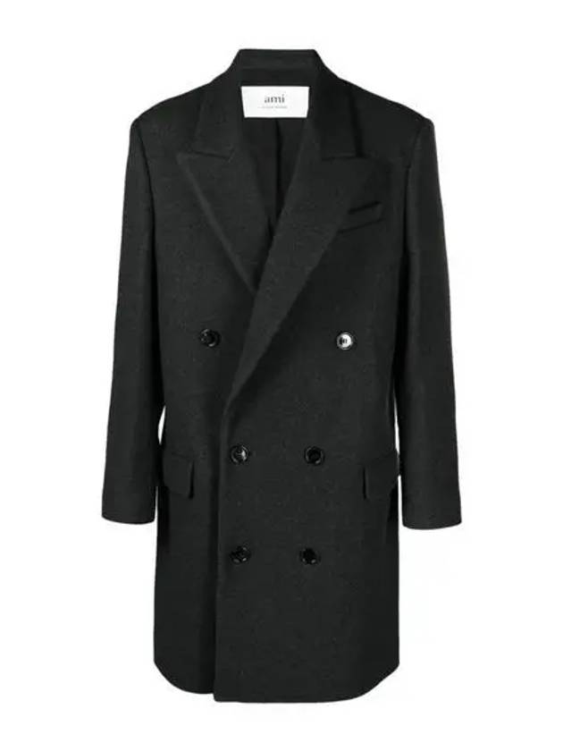 Breasted Double Coat Heather Grey - AMI - BALAAN 2