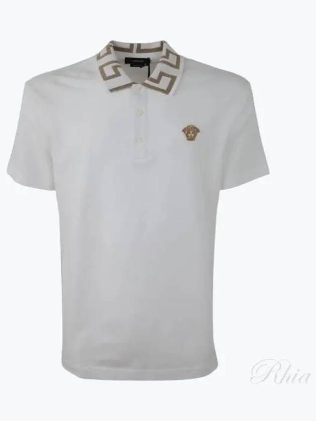 Men's Medusa Greca Short Sleeve Polo Shirt White - VERSACE - BALAAN 2