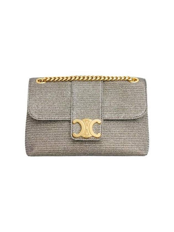 Teen Victoire Glitter Textile Cross Bag Gold Glitter - CELINE - BALAAN 1