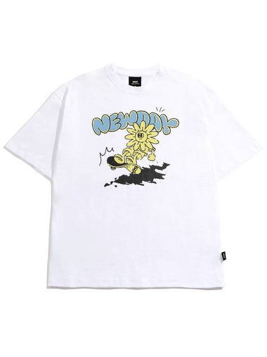 New Day Flower Short Sleeve T-Shirt White - MOO - BALAAN 1