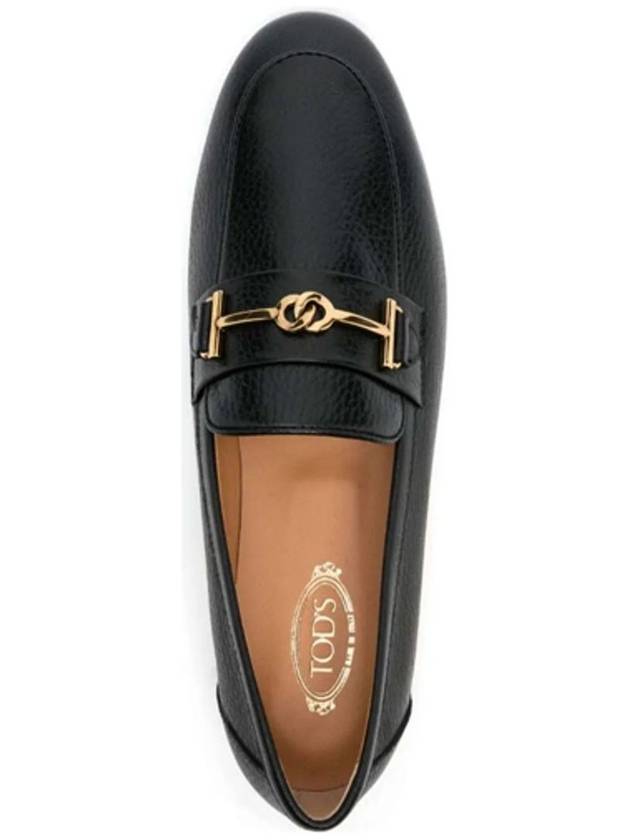 Women's Double T Logo Leather Loafers Black - TOD'S - BALAAN 6