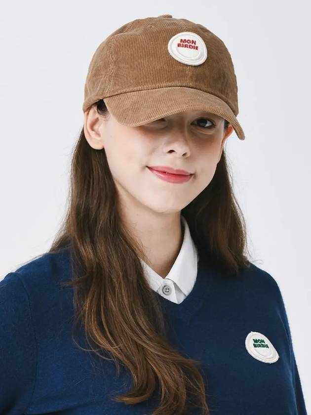 Signature Wappen Corduroy Ball Cap CAMEL - MONBIRDIE GOLF - BALAAN 3