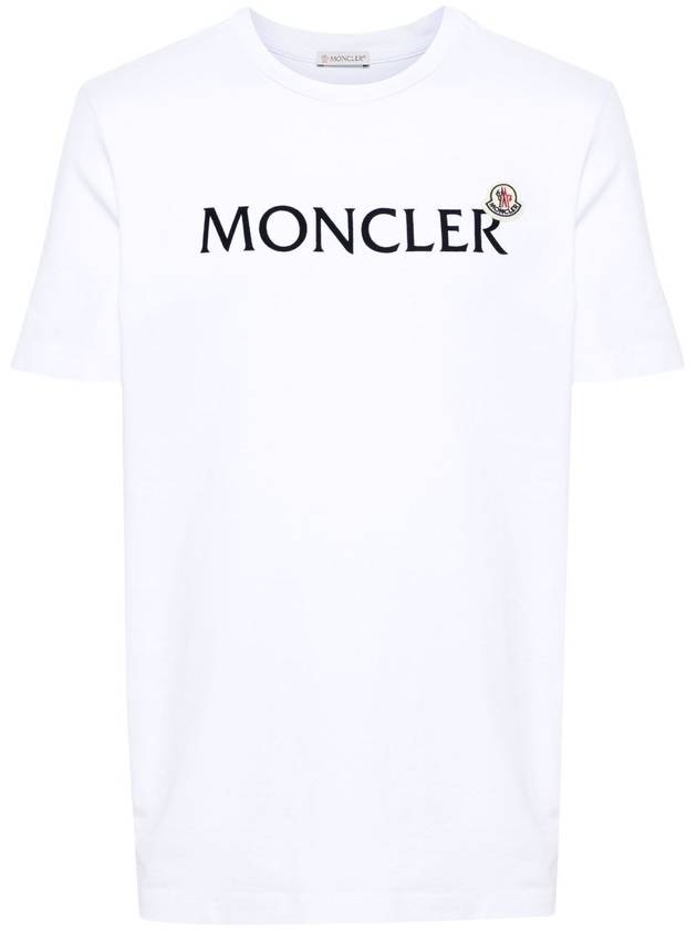 Flocked Logo Short Sleeve T-Shirt White - MONCLER - BALAAN 1