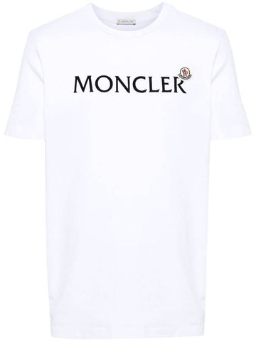 Flocked Logo Short Sleeve T-Shirt White - MONCLER - BALAAN 1