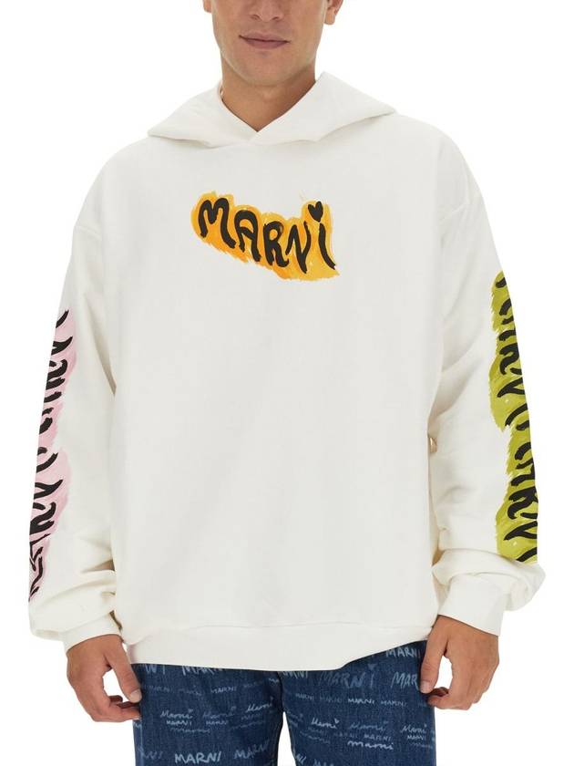 Graffiti Logo Printing Hoodie White - MARNI - BALAAN 5