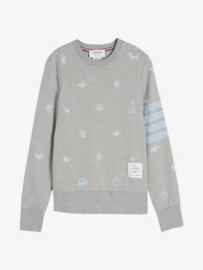 Nautical Embroidery Crew Neck Knit Top Grey - THOM BROWNE - BALAAN 2