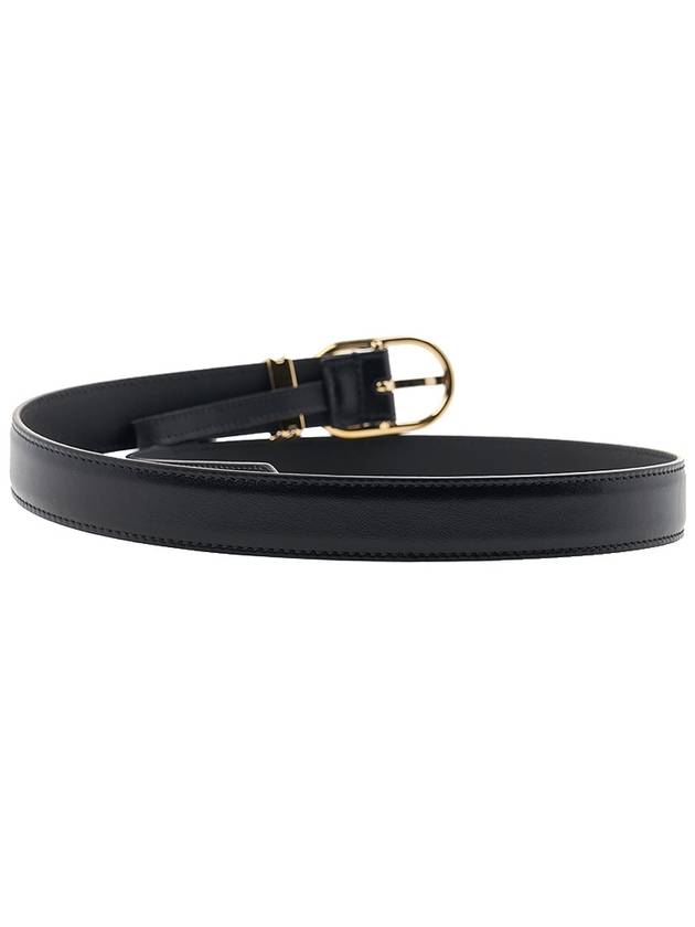 Interlocking G Logo Plaque Leather Belt Black - GUCCI - BALAAN 5