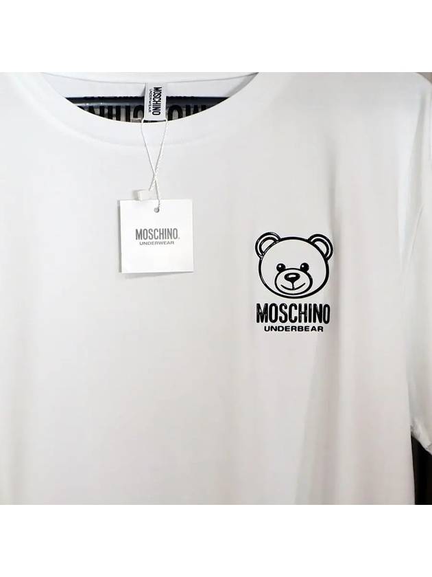 Logo Teddy Bear Detail Cotton Short Sleeve T-Shirt White - MOSCHINO - BALAAN 4