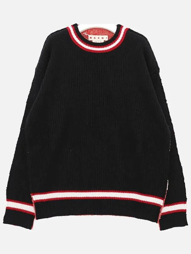 Wool Blend Bicolor Knit Top Black - MARNI - BALAAN 3