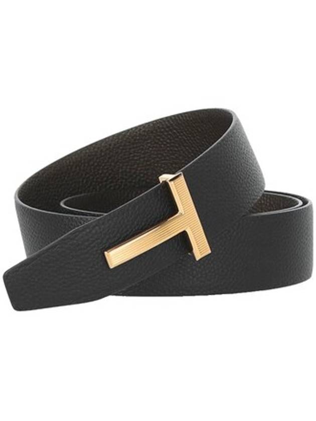 T Buckle Reversible Leather Belt Black Brown - TOM FORD - BALAAN 1