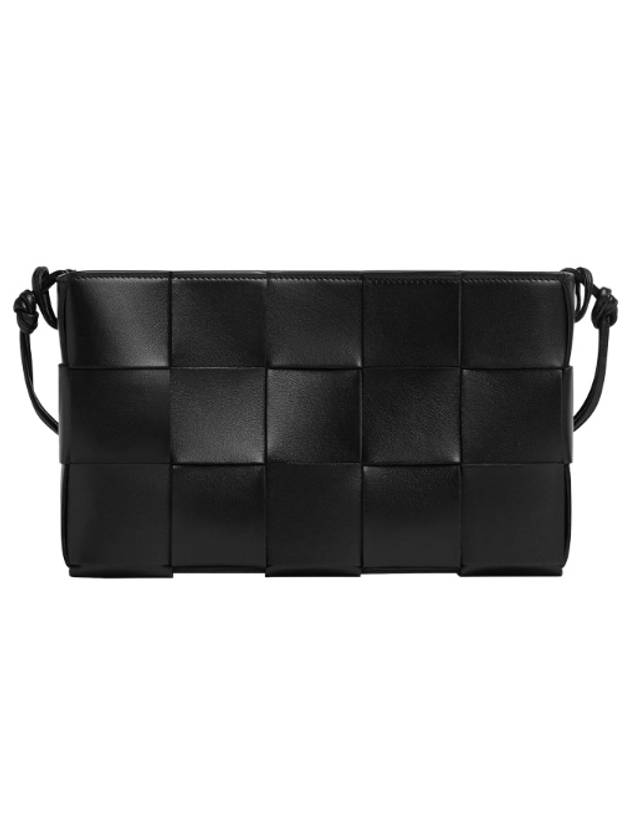 Intrecciato Cassette Leather Pouch Shoulder Bag Black - BOTTEGA VENETA - BALAAN 3