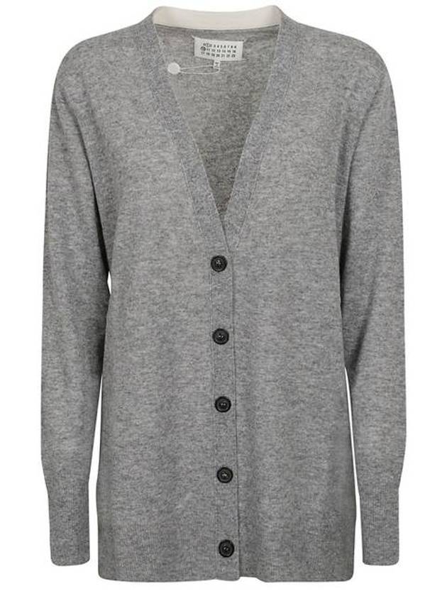 Women's V-neck Knit Wool Cardigan Grey - MAISON MARGIELA - BALAAN 3