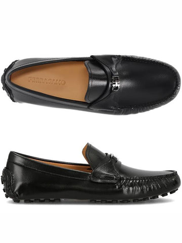 Gancini Logo FLORIN NERO 762659 Loafer Driving Shoes - SALVATORE FERRAGAMO - BALAAN 1