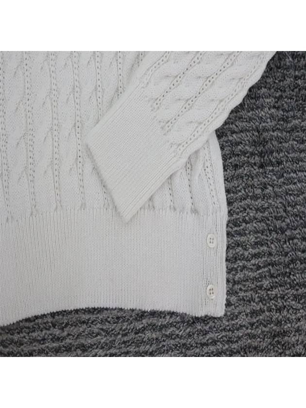 Men's Diagonal Armband Cable Pullover Crew Neck Knit White - THOM BROWNE - BALAAN.