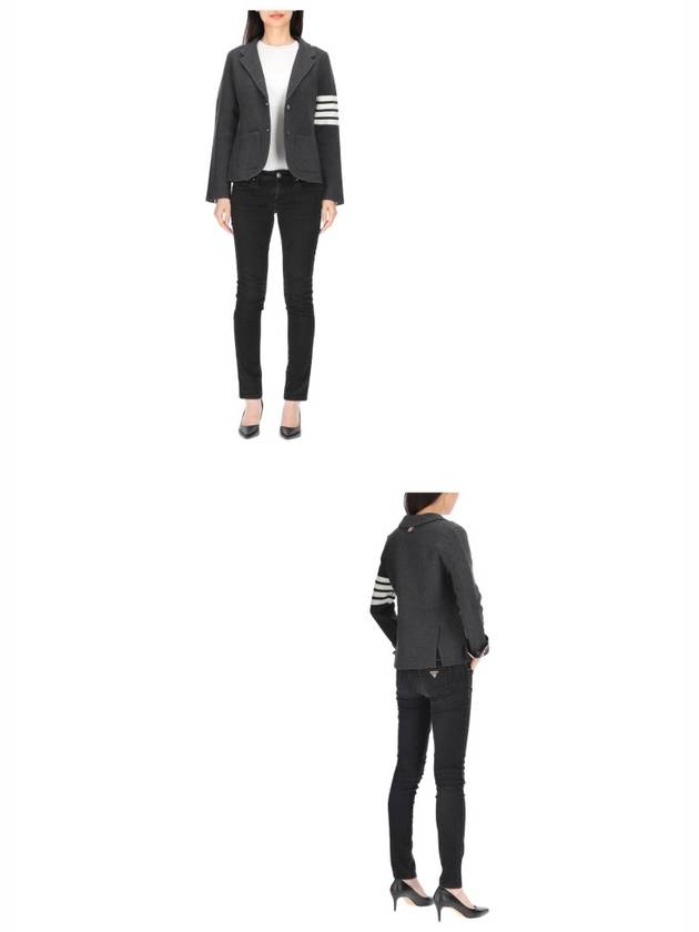 Women's Fine Merino Wool Link Jacket Dark Gray - THOM BROWNE - BALAAN.