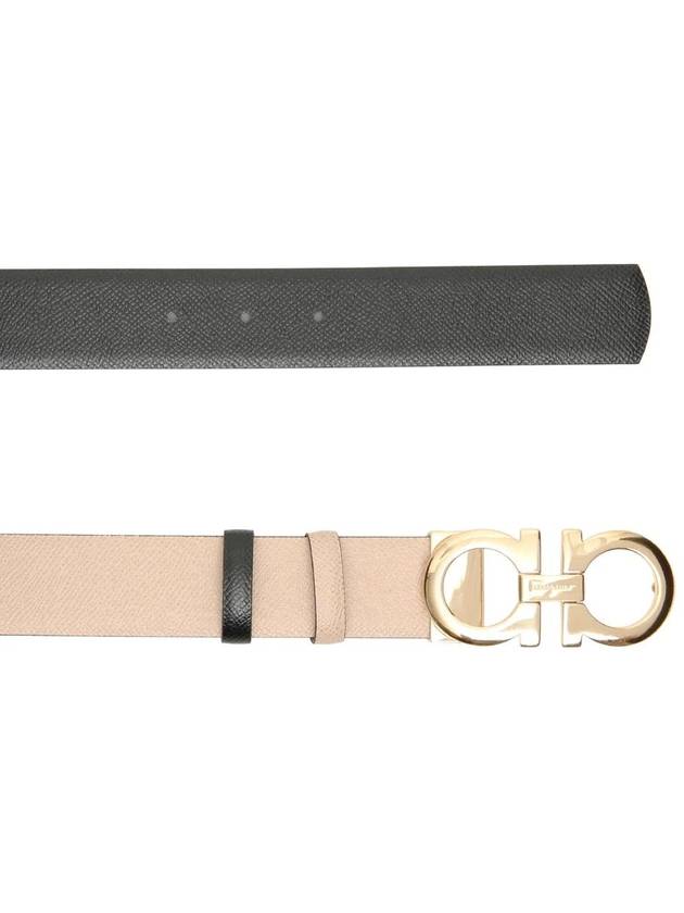 Gancini Reversible Leather Belt Black Macadamia - SALVATORE FERRAGAMO - BALAAN 3